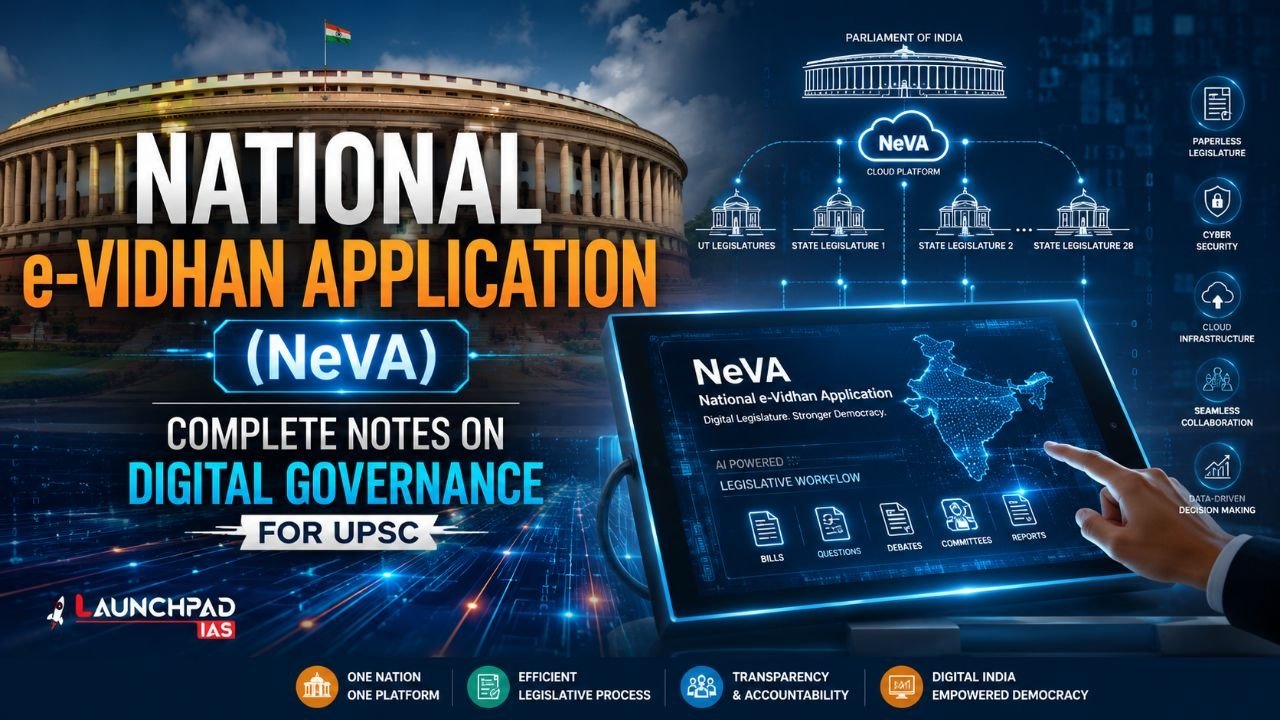 National e-Vidhan Application (NeVA) digital governance initiative for paperless state legislatures in India – UPSC Notes
